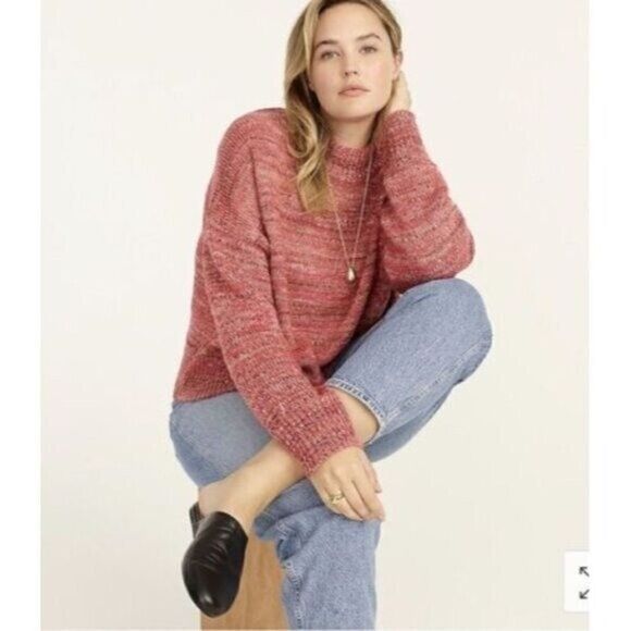 J. Crew Marled Red Mock Neck Pullover Sweater S - Picture 1 of 5